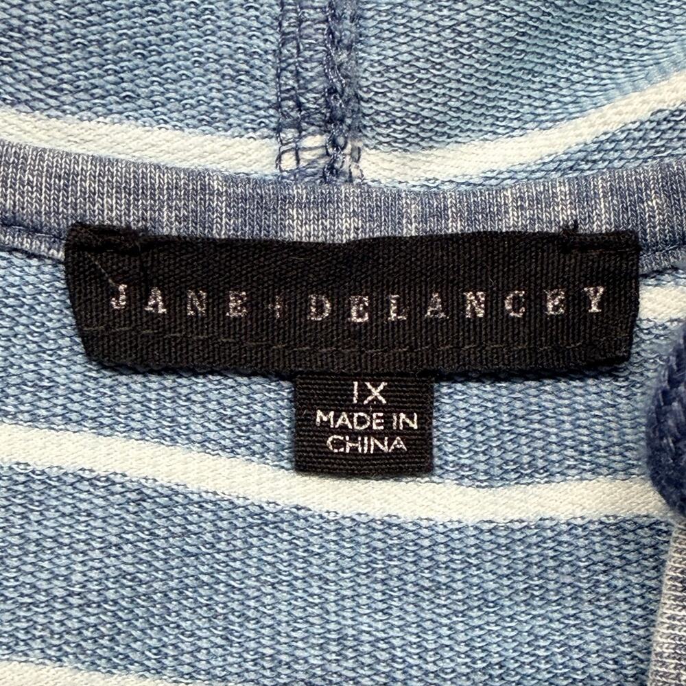 Jane + Delancey Short Sleeve Striped Pullover Hoodie Top Sunbleached Blue 1X - Picture 8 of 10